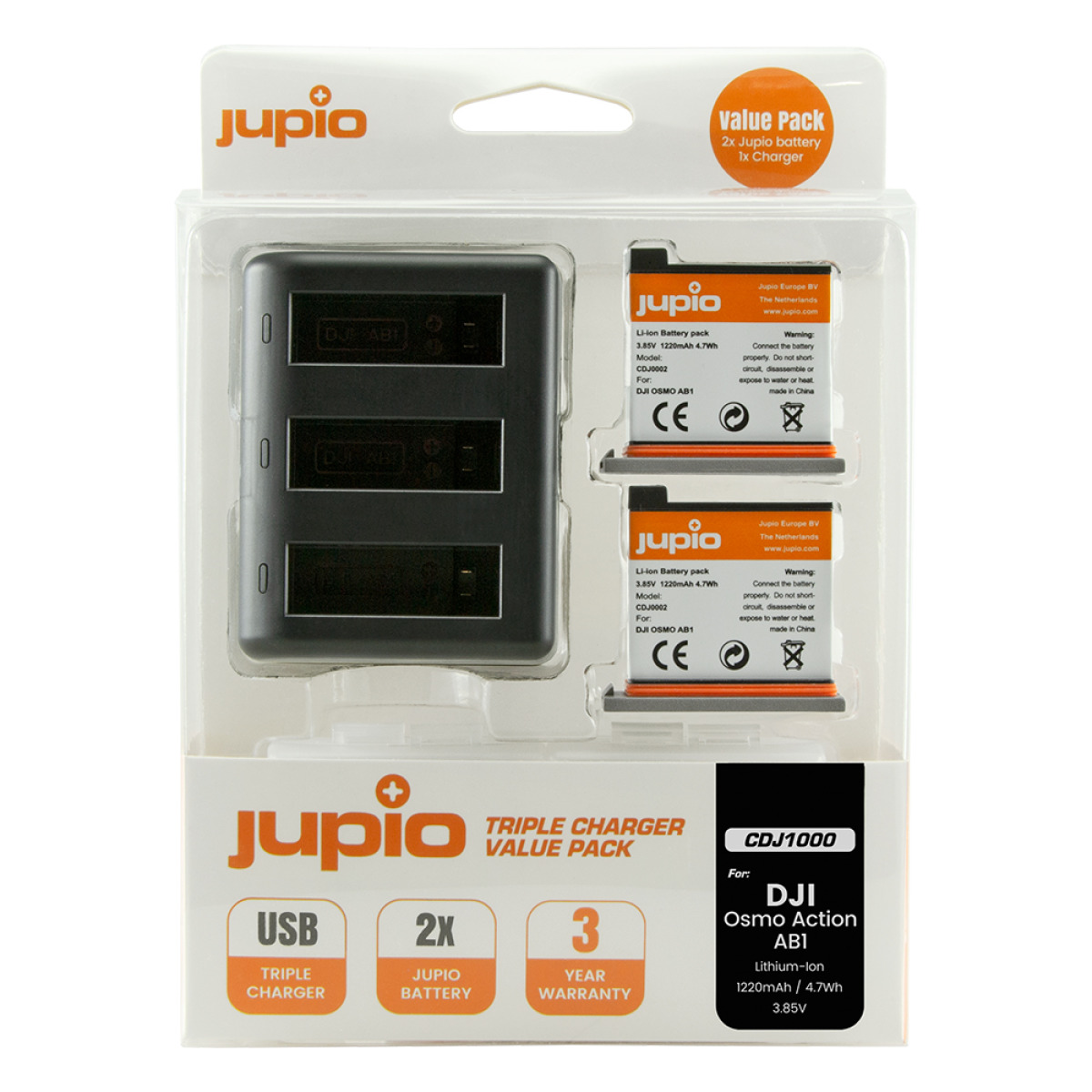 Triple charger set for DJI Osmo Action..